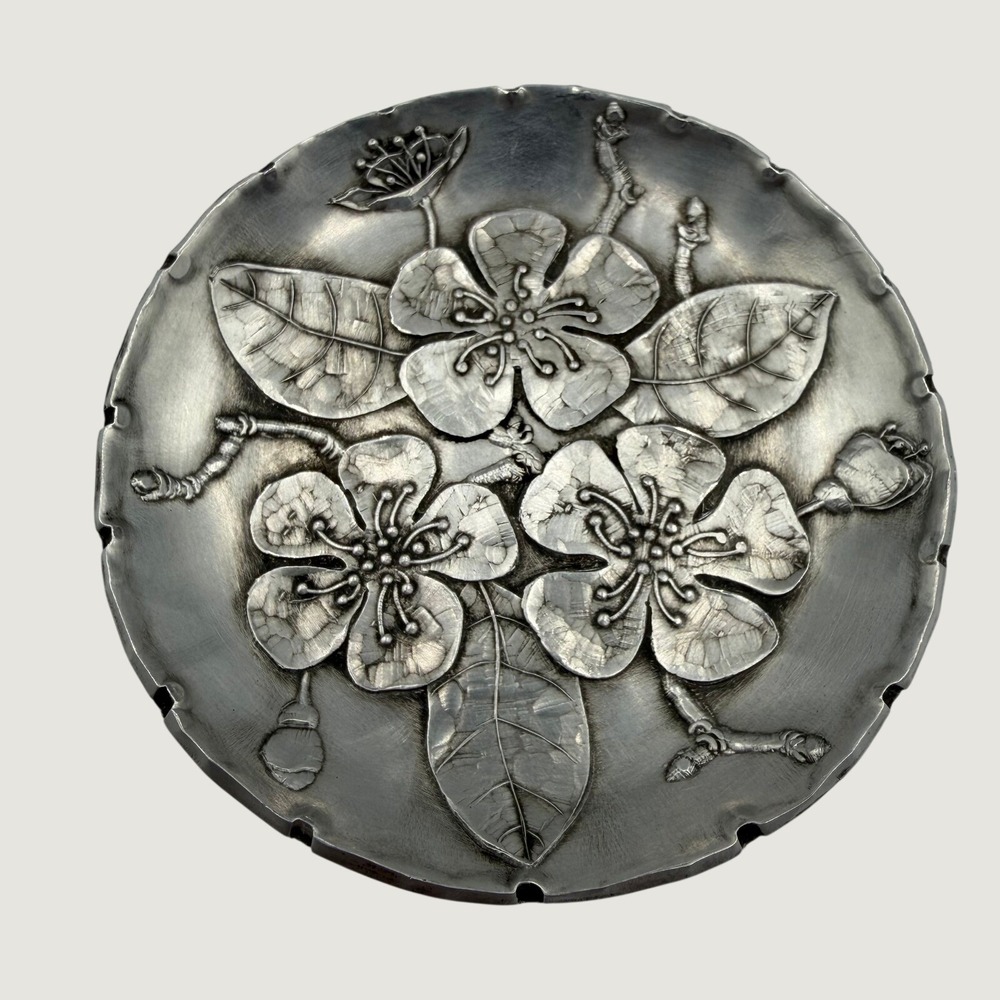 Wendell August Forge Aluminum Cherry Blossom Floral Trinket Dish Hand Hammered